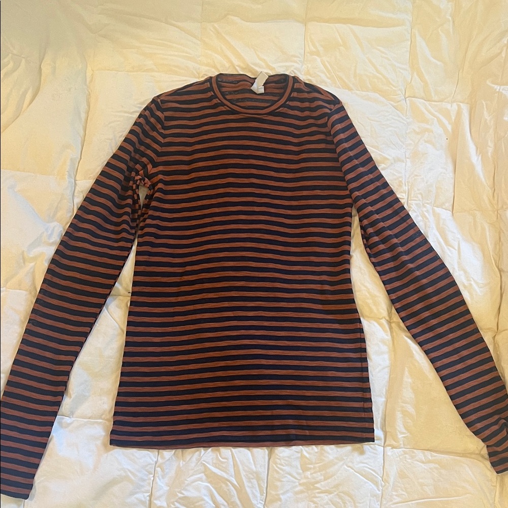 & Other Stories Blue and Burnt Orange Striped Top